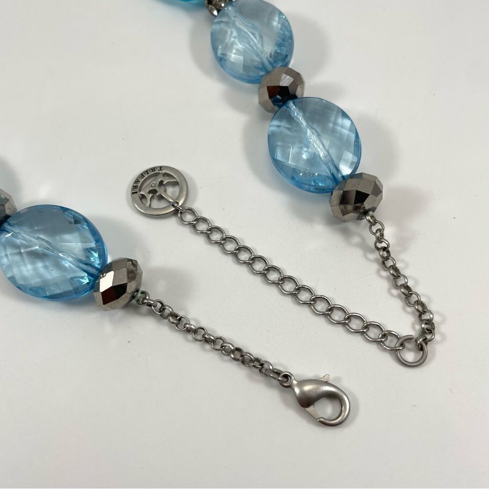 Vintage Trifari Crown Sapphire Crystal Necklace, Pave Crystal, Silver Tone - Picture 8 of 8